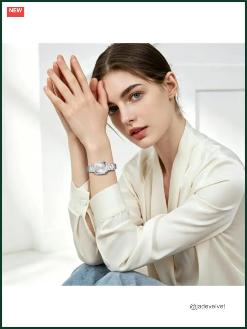Vintage Square Case Watch, Stainless Steel Band, Waterproof, Gift for Her